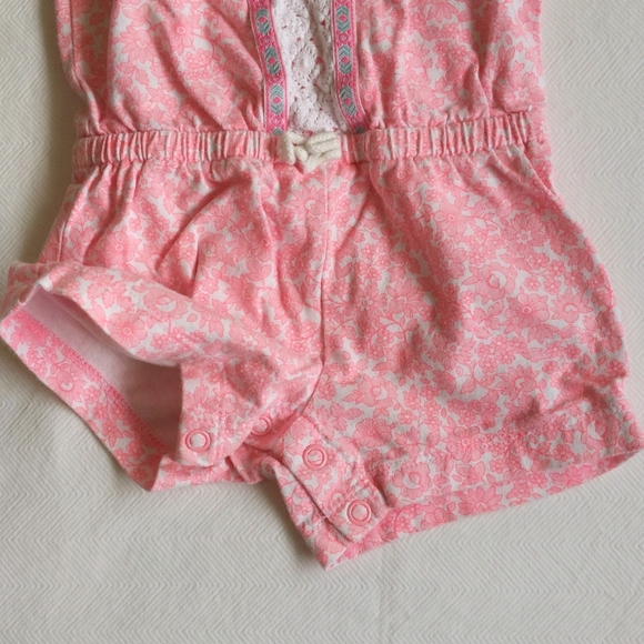 carter's boho pink floral romper playsuit 3 months baby girl - Picture 3 of 5